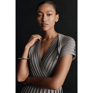 THE FOLD LONDON | Silver Shimmery Nara Stretch Knit Holiday Dress ~ US 8 New